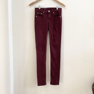 RAG & BONE Mid Rise Skinny Jeans in Port Red Sz 25‎ USA Cotton Blend